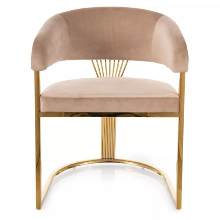 Scaun CROWN, bej inchis - Bluvel 28, stofa catifelata/metal, 57x46x77 cm