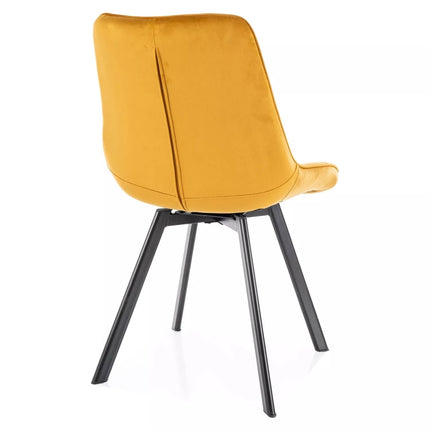 Scaun MONTI, galben curry - Bluvel 68, stofa catifelata/metal, 51x44x88 cm