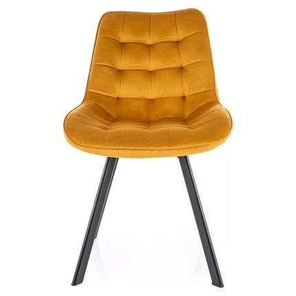 Scaun MONTI, galben curry - Bluvel 68, stofa catifelata/metal, 51x44x88 cm