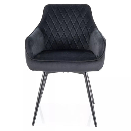 Scaun MARLO, negru - Bluvel 19, stofa catifelata/metal, 55x45x88 cm