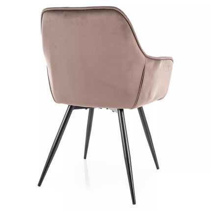 Scaun CHERRY, cappuccino/negru, stofa catifelata/metal, 57x58x87 cm