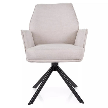 Scaun rotativ HUGO, bej deschis/negru, stofa clasica/metal, 58x46x90 cm