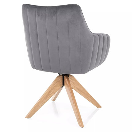 Scaun rotativ AZALIA, gri inchis - Bluvel 14, stofa catifelata/lemn, 61x44x86 cm