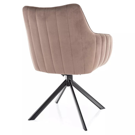 Scaun rotativ AZALIA, cappuccino/negru, stofa catifelata/metal, 61x44x86 cm
