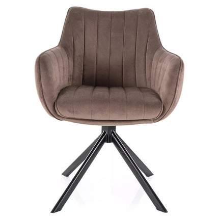 Scaun rotativ AZALIA, cappuccino/negru, stofa catifelata/metal, 61x44x86 cm