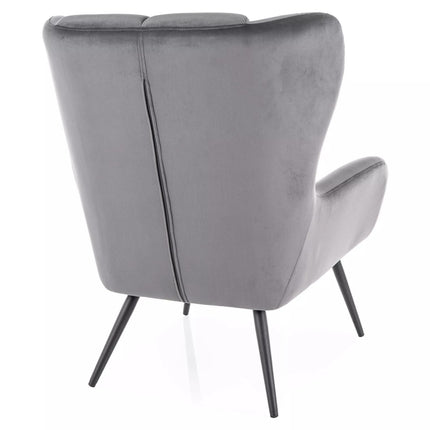 Fotoliu LOUIS, stofa catifelata gri - Bluvel 14, 75x87x91 cm