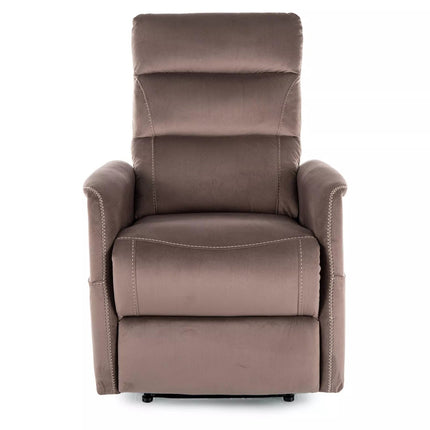 Fotoliu recliner SOLON M, stofa catifelata cappuccino - Bluvel 38, 74x86/162x106 cm