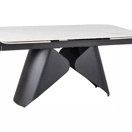 Masa extensibila ARMANDO, alb cu efect de marmura, ceramica/metal, 160/240x90x76 cm