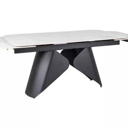 Masa extensibila ARMANDO, alb cu efect de marmura, ceramica/metal, 160/240x90x76 cm