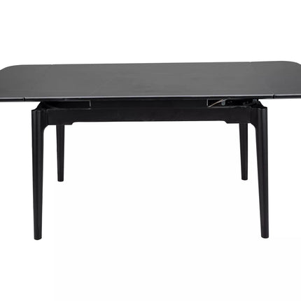 Masa extensibila SENTO, negru mat cu efect de marmura, ceramica/lemn, 120/180x80x76 cm
