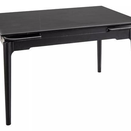Masa extensibila SENTO, negru mat cu efect de marmura, ceramica/lemn, 120/180x80x76 cm