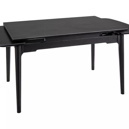 Masa extensibila SENTO, negru mat cu efect de marmura, ceramica/lemn, 120/180x80x76 cm