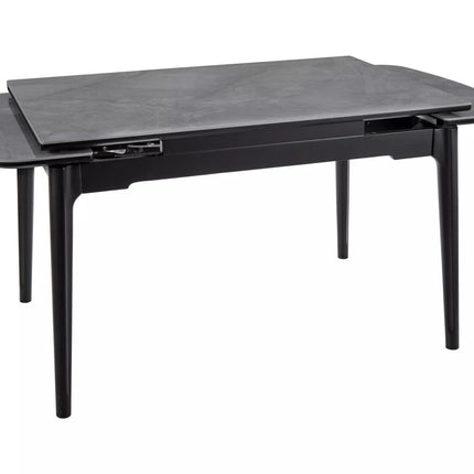 Masa extensibila SENTO, gri cu efect de marmura, ceramica/lemn, 120/180x80x76 cm