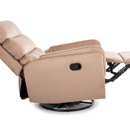 Fotoliu recliner ARGOS, stofa catifelata bej - Bluvel 28, 78x82/162x107 cm