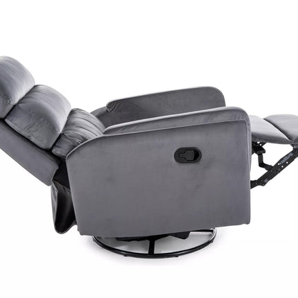 Fotoliu recliner ARGOS, stofa catifelata gri - Bluvel 14, 78x82/162x107 cm