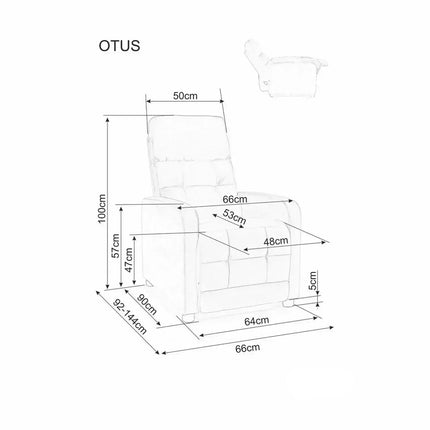 Fotoliu rabatabil OTUS, stofa catifelata cappuccino - Bluvel 38, 66x92/144x100 cm
