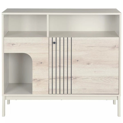 Comoda FROST K3, stejar alpin/alb, PAL/metal, 100x40x90 cm