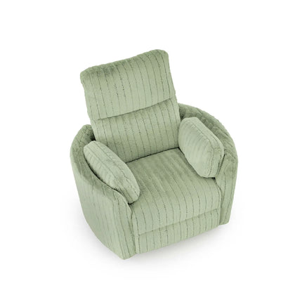 Fotoliu rotativ PEGAS, verde menta, stofa/metal, 110x100/170x108/81 cm