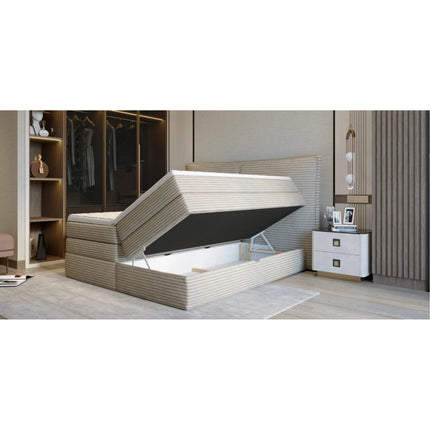 Pat MADDEN 160 boxspring, personalizabil, 2 lazi depozitare, cu saltele si topper 5 cm