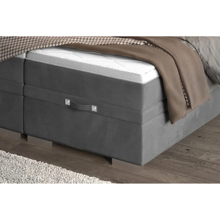 Pat GEMMA 140 boxspring, personalizabil, cu spatiu depozitare, saltele si topper 5 cm