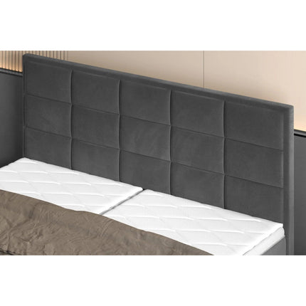 Pat GEMMA 140 boxspring, personalizabil, cu spatiu depozitare, saltele si topper 5 cm