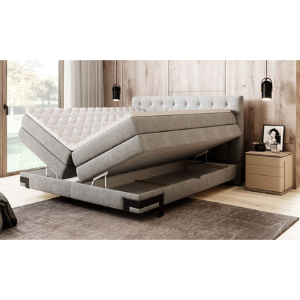 Pat GODIN 180 boxspring, personalizabil, 2 lazi depozitare, cu saltele si topper 5 cm