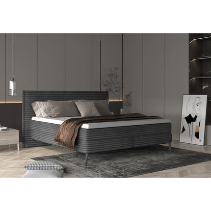 Pat boxspring HARPER 140, personalizabil, cu saltele si topper 5 cm