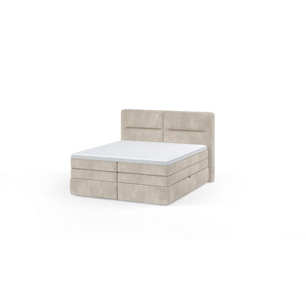 Pat HUDSON 140 boxspring, personalizabil, cu spatiu depozitare, saltele si topper 5 cm