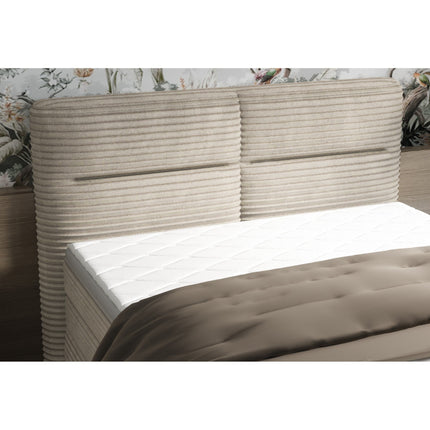 Pat HUDSON 140 boxspring, personalizabil, cu spatiu depozitare, saltele si topper 5 cm