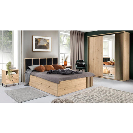 Dulap CALIA C15, stejar artisan/negru, PAL laminat, 199x60.2x216 cm