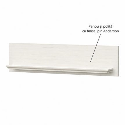 Polita IRYS, pin alb anderson, PAL laminat, 119x18x26 cm