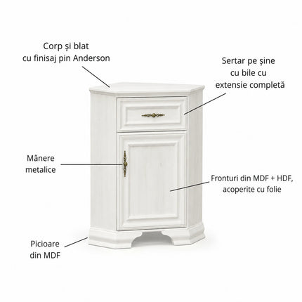 Comoda IRYS, pin alb anderson, PAL laminat, 59x59x89 cm