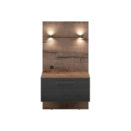 Noptiera KASSEL, nuc/negru, PAL, pe partea dreapta, 51x46x96 cm