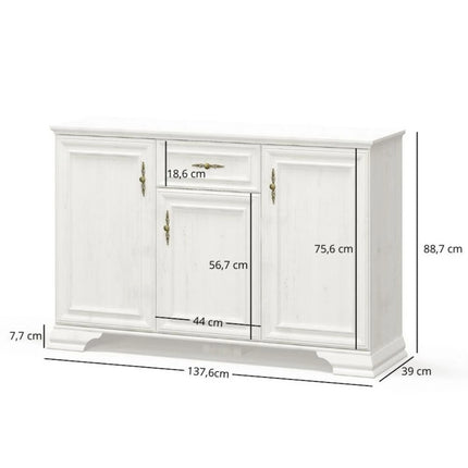 Comoda IRYS, pin alb anderson, PAL laminat, 138x39x89 cm
