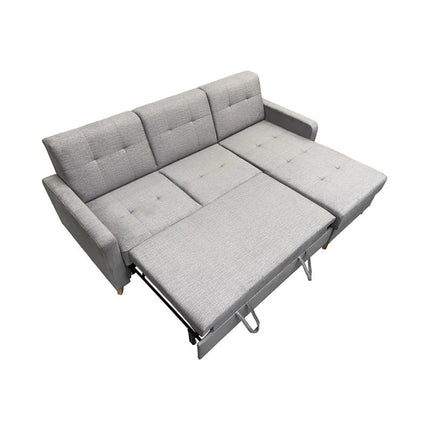 Coltar extensibil LARS, universal, stofa catifelata gri - Voss 07, cu lada depozitare, 223x161x83 cm