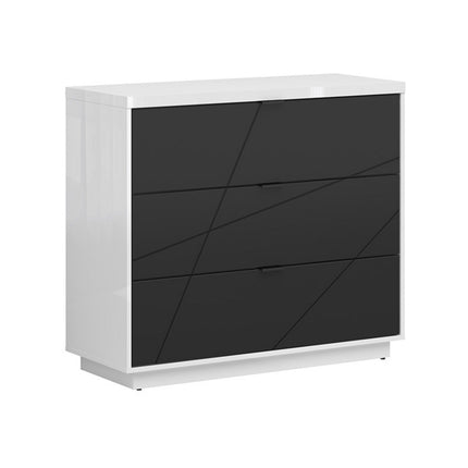 Comoda FORN, alb lucios/negru mat, PAL, 106x42.5x93 cm