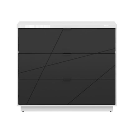 Comoda FORN, alb lucios/negru mat, PAL, 106x42.5x93 cm