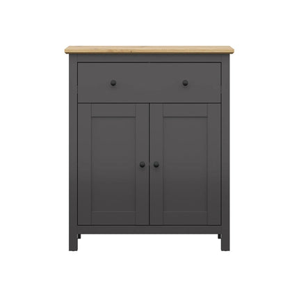 Comoda HESEN, gri grafit/stejar artizanal, PAL, 101x44x121 cm
