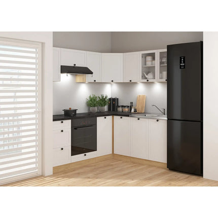 Set bucatarie JUNONA LINE, alb/stejar, PAL, 180x200 cm, cu blat negru