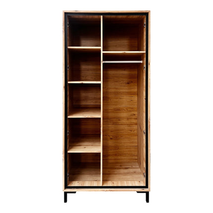Dulap PARII PA01, stejar artisan/gri, PAL laminat, 89x54x196 cm