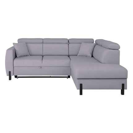 Coltar extensibil TULIO, sezlong dreapta, stofa catifelata gri - Maya 19, cu lada depozitare, 245x215x92 cm