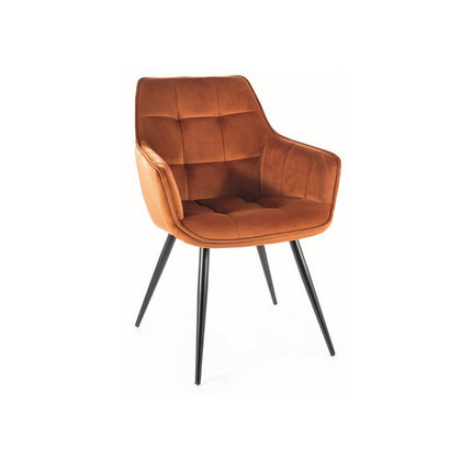 Scaun LILIA, stofa catifelata caramizie, 59x45x90 cm
