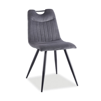 Scaun ORFE, stofa raiata gri/negru, 45x40x86 cm