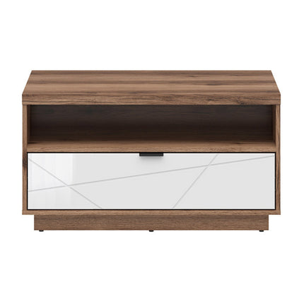 Masuta cafea FORN, nuc/alb lucios, PAL, 90x60x48.5 cm