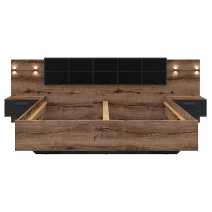 Pat KASSEL, nuc/negru, PAL/piele ecologica, cu iluminare LED, 285x206x98.5 cm