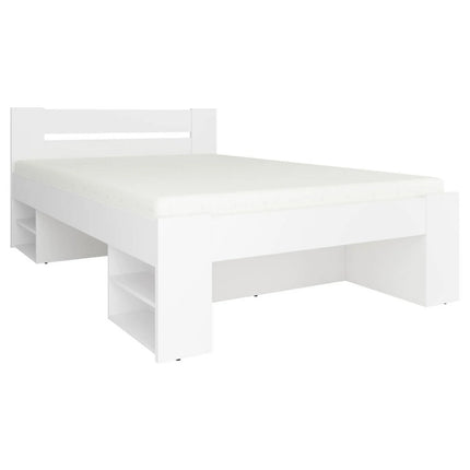 Cadru pat NEPO PLUS 140x200, alb, PAL laminat, cu spatiu depozitare