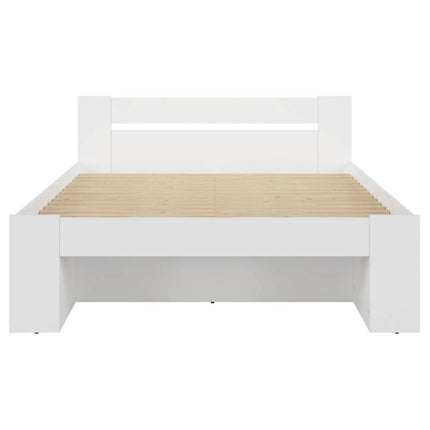 Cadru pat NEPO PLUS 160x200, alb, PAL laminat, cu spatiu depozitare