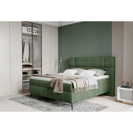 Pat boxspring LUCIO 140, personalizabil, cu saltele si topper 5 cm