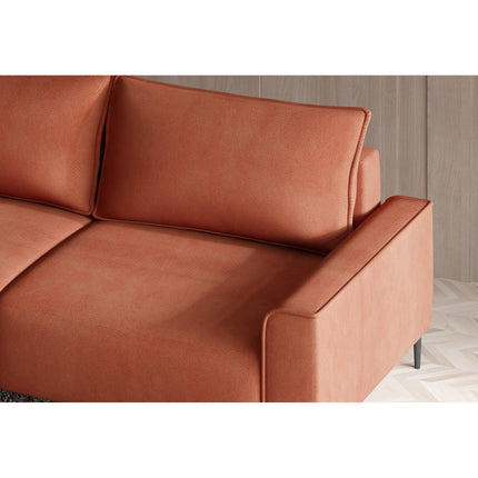 Canapea extensibila LUGO, stofa catifelata bej - Vogue 02, cu lada depozitare, 235x105x90 cm