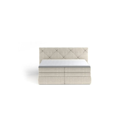Pat LUNGO 140 boxspring, personalizabil, 2 lazi depozitare, cu saltele si topper 5 cm